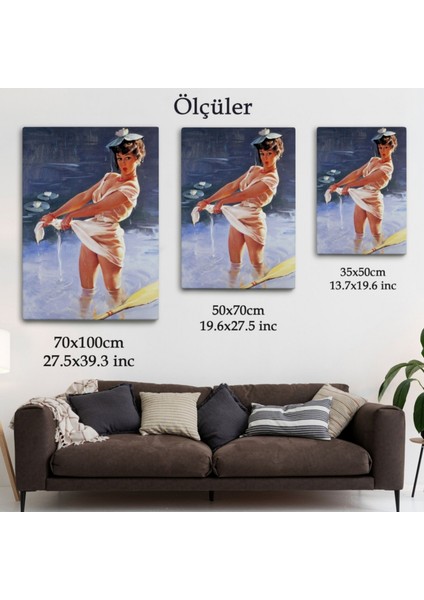Gölde Islanan Cesur Kadın Dekoratif Kanvas Tablo, Duvar Dekoru 6455 modelleri