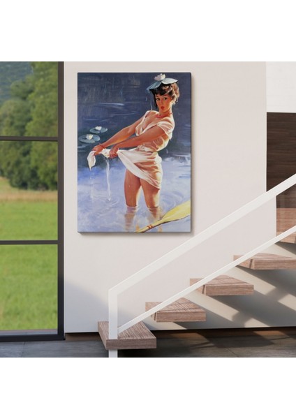 Gölde Islanan Cesur Kadın Dekoratif Kanvas Tablo, Duvar Dekoru 6455 fırsatları