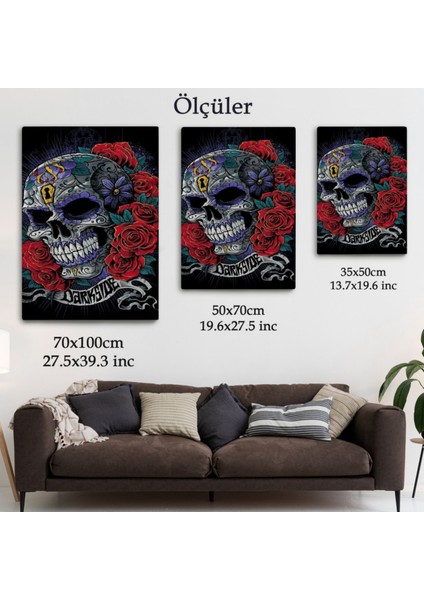Renkli Çiçekli Şeker Kafatası Posteri Dekoratif Kanvas Tablo, Duvar Dekoru 5256 fırsatları