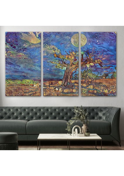 Sihirli Yaşlı Ağaç Modern Manzara Dekoratif Kanvas Tablo, Duvar Dekoru 3504 modelleri