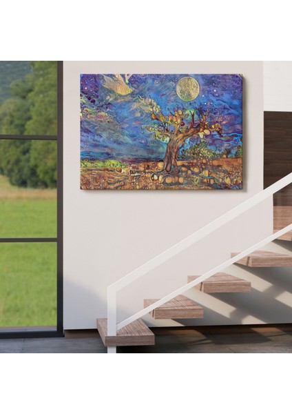 Sihirli Yaşlı Ağaç Modern Manzara Dekoratif Kanvas Tablo, Duvar Dekoru 3504 indirimleri