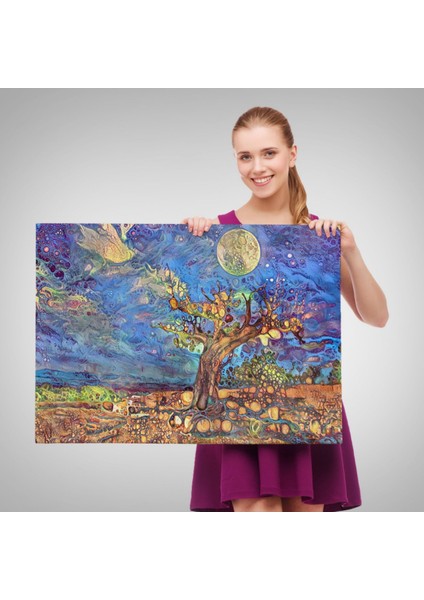 Sihirli Yaşlı Ağaç Modern Manzara Dekoratif Kanvas Tablo, Duvar Dekoru 3504