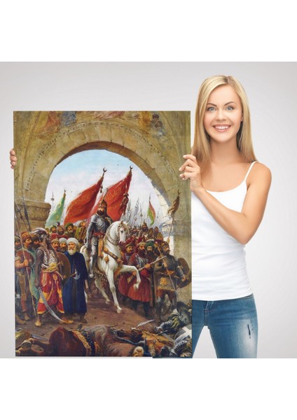 Fatih Sultan Mehmet Istanbul'a Girerken Zonaro Dekoratif Kanvas Tablo, Duvar Dekoru 5298
