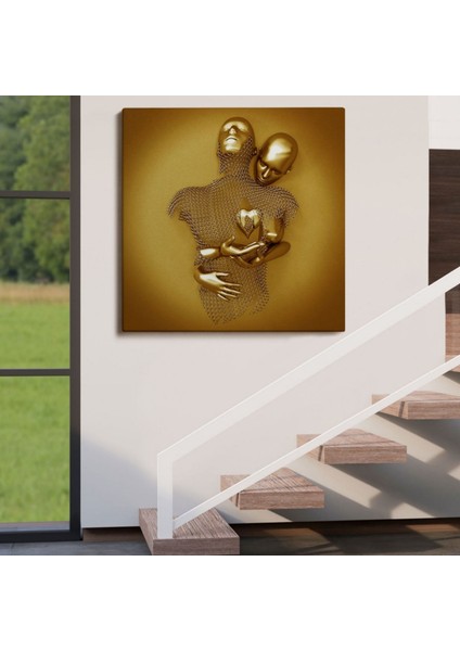 Aşk Sanatı 3D Altın Insan Gold Efekt Dekoratif Kanvas Tablo, Duvar Dekoru 5366 indirimleri