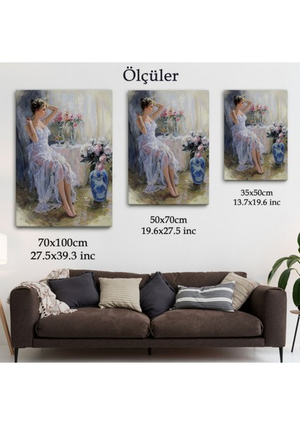 Güzel Kız ve Beyaz Kıyafeti Dekoratif Kanvas Tablo, Duvar Dekoru 6108 fırsatları