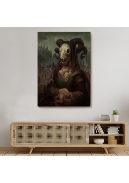 Canavar ve Mona Lisa Duruşu Dekoratif Kanvas Tablo, Duvar Dekoru 6246 modelleri