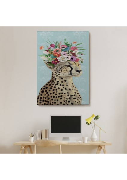 Sosyetik Çita Çiçek Taç ile Dekoratif Kanvas Tablo, Duvar Dekoru 6213 modelleri