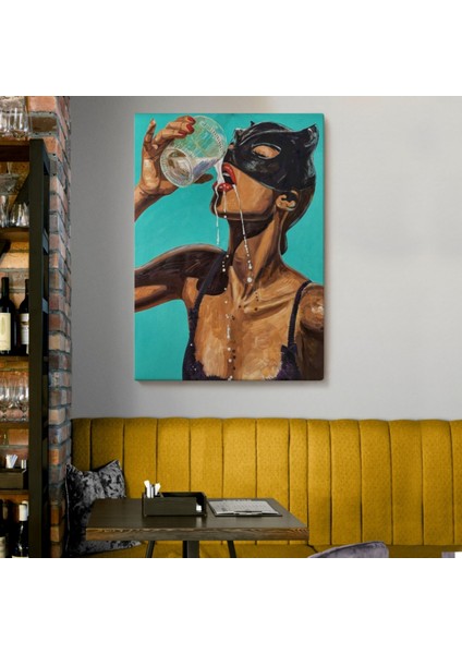 Cesur Kadın Süt Içerken Dekoratif Kanvas Tablo, Duvar Dekoru 6232 modelleri