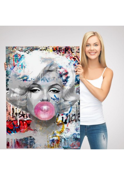 Marilyn Monroe ve Güzelliği Graffiti Pop Art Dekoratif Kanvas Tablo, Duvar Dekoru 6471