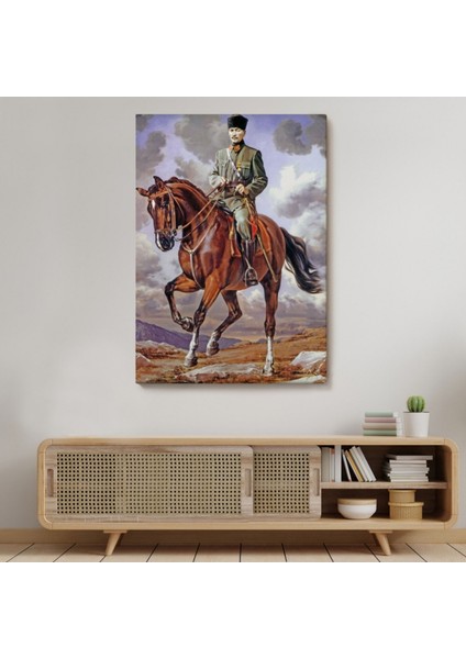 Mustafa Kemal Atatürk At Üstünde Dekoratif Kanvas Tablo, Duvar Dekoru 6462 indirimleri