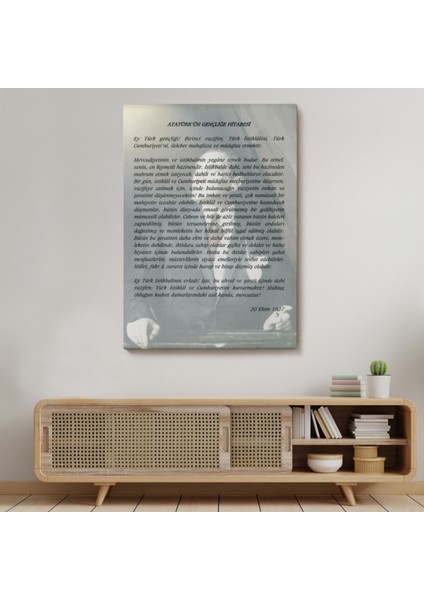 Atatürk'ün Gençliğe Hitabesi Ofis-Okul Dekoratif Kanvas Tablo, Duvar Dekoru 6465 indirimleri