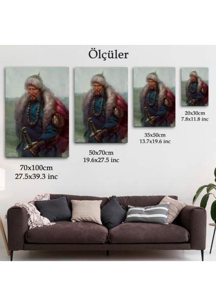 Yağlıboya Görünüm Moğol Ordular Komutanı Cengiz Han Dekoratif Kanvas Tablo, Duvar Dekoru 5965 fırsatları