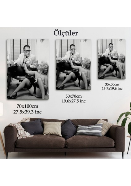 Arthur Miller ve Marilyn Monroe Cesur Pozu Dekoratif Kanvas Tablo, Duvar Dekoru 6063 fırsatları