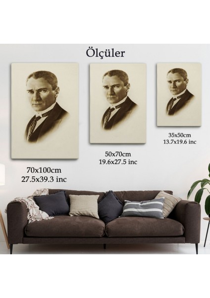 Mustafa Kemal Atatürk Portresi Dekoratif Kanvas Tablo, Duvar Dekoru CI59 modelleri