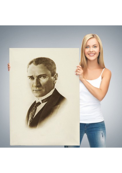 Mustafa Kemal Atatürk Portresi Dekoratif Kanvas Tablo, Duvar Dekoru CI59
