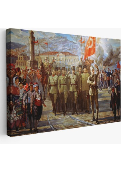 Atatürk'ün Izmire Girişi ve Izmir'in Kurtuluşu Dekoratif Kanvas Tablo, Duvar Dekoru 6627