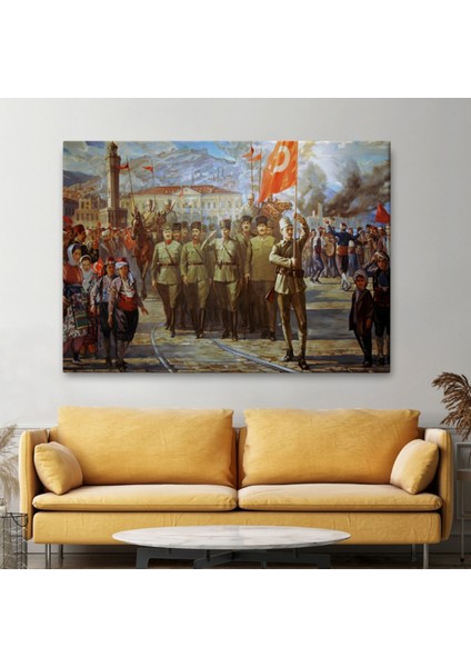 Atatürk'ün Izmire Girişi ve Izmir'in Kurtuluşu Dekoratif Kanvas Tablo, Duvar Dekoru 6627 fiyatları