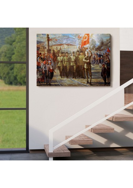 Atatürk'ün Izmire Girişi ve Izmir'in Kurtuluşu Dekoratif Kanvas Tablo, Duvar Dekoru 6627 indirimleri