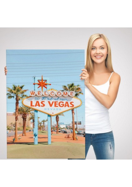 Ünlü Tabela Las Vegas Dekoratif Kanvas Tablo, Duvar Dekoru 6294