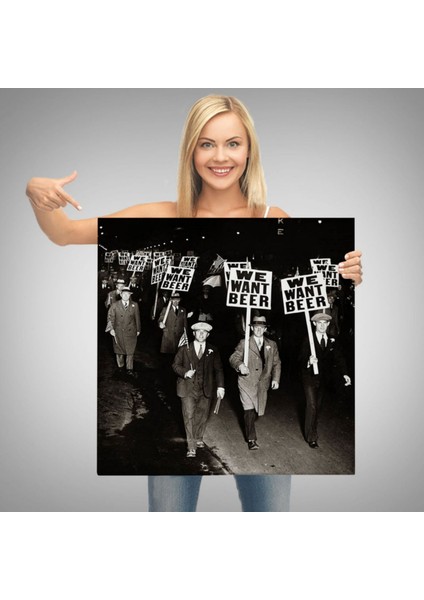 1931 Bira Istiyoruz, Protesto Fotoğrafı Dekoratif Kanvas Tablo, Duvar Dekoru 5336