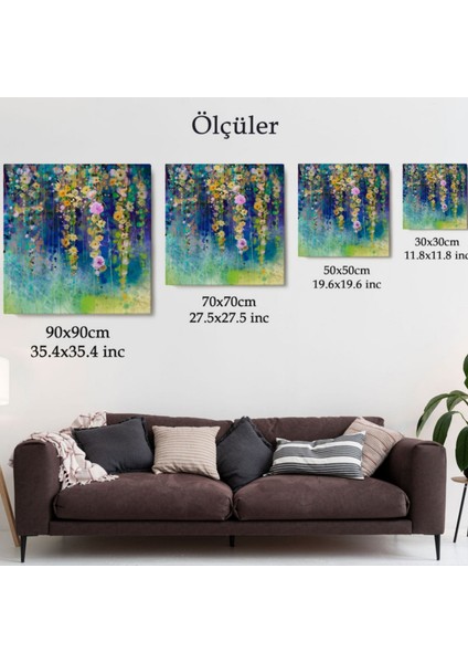 Suluboya Görünüm Çiçekler Soyut Çalışma Dekoratif Kanvas Tablo, Duvar Dekoru 5831 fırsatları