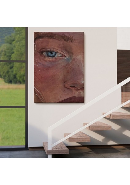 Mavi Gözlü Kız Modern Dekoratif Kanvas Tablo, Duvar Dekoru 6335 indirimleri