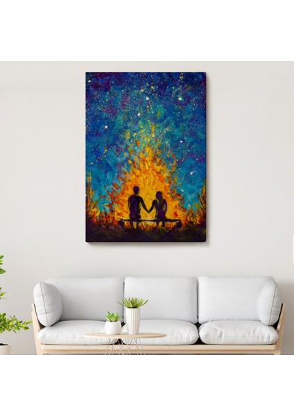 Nevruz Ateşini Izleyen Sevgililer Dekoratif Kanvas Tablo, Duvar Dekoru 5995 fiyatları