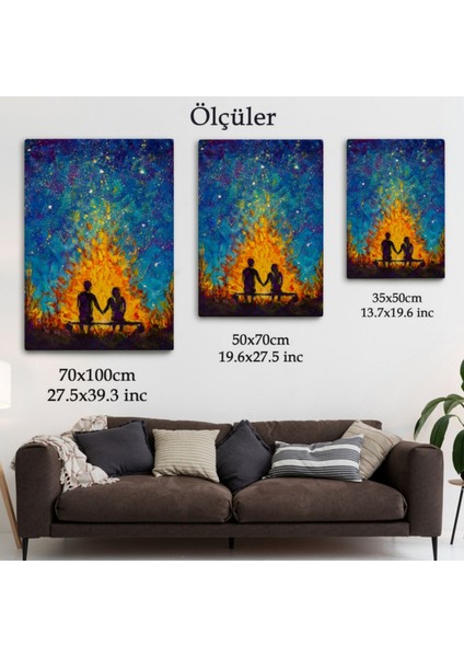 Nevruz Ateşini Izleyen Sevgililer Dekoratif Kanvas Tablo, Duvar Dekoru 5995 fırsatları