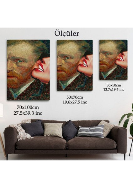 Kulağını Isıran Kadın Pop Art Vincent Van Gogh Dekoratif Kanvas Tablo, Duvar Dekoru 6486 modelleri