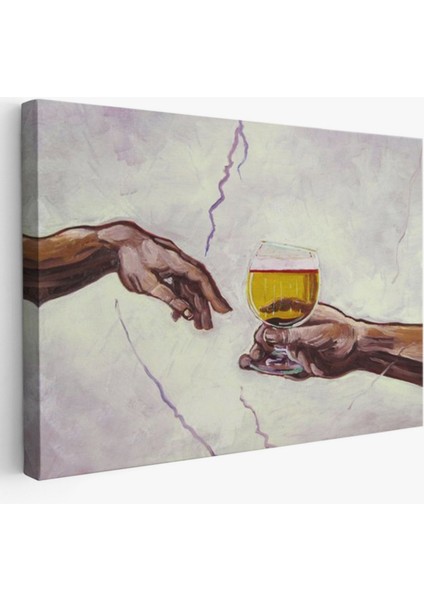 Tanrıdan Ademe Bira Ikramı Dekoratif Kanvas Tablo, Duvar Dekoru 6576