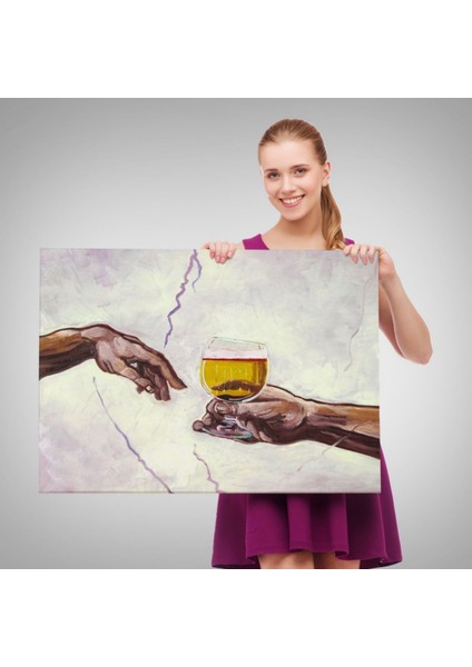 Tanrıdan Ademe Bira Ikramı Dekoratif Kanvas Tablo, Duvar Dekoru 6576