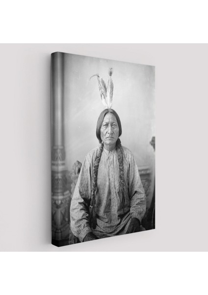 Sitting Bull Oturan Boğa Son Kızılderili Kabile Şefi Dekoratif Kanvas Tablo, Duvar Dekoru 6416
