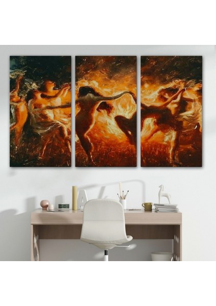 Ateş ve Dans Eden Kadınlar Şabat Ayini Dekoratif Kanvas Tablo, Duvar Dekoru 6568 modelleri