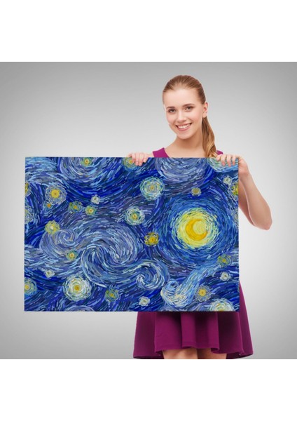 Yıldızlı Gece Eseri Van Gogh Dekoratif Kanvas Tablo, Duvar Dekoru 6519