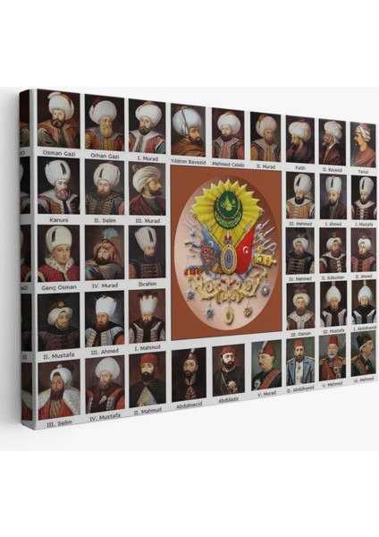 Tüm Osmanlı Padişahları Dekoratif Kanvas Tablo, Duvar Dekoru 6549