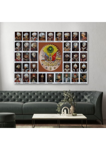 Tüm Osmanlı Padişahları Dekoratif Kanvas Tablo, Duvar Dekoru 6549 fiyatları