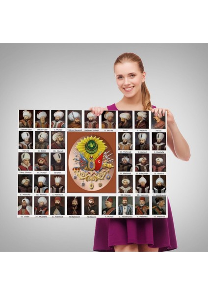 Tüm Osmanlı Padişahları Dekoratif Kanvas Tablo, Duvar Dekoru 6549