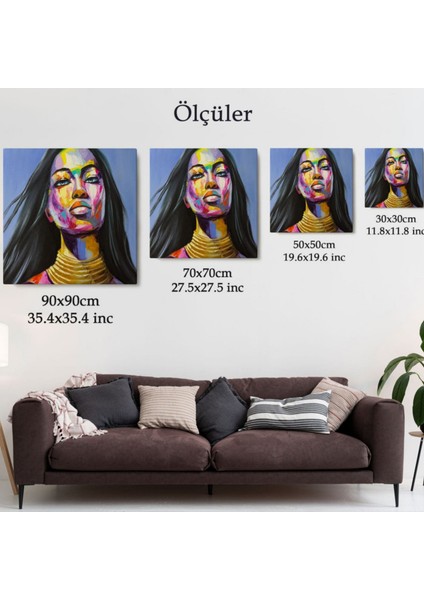 Yağlıboya Görünüm Renkli Kadın Dekoratif Kanvas Tablo, Duvar Dekoru 5835 fırsatları