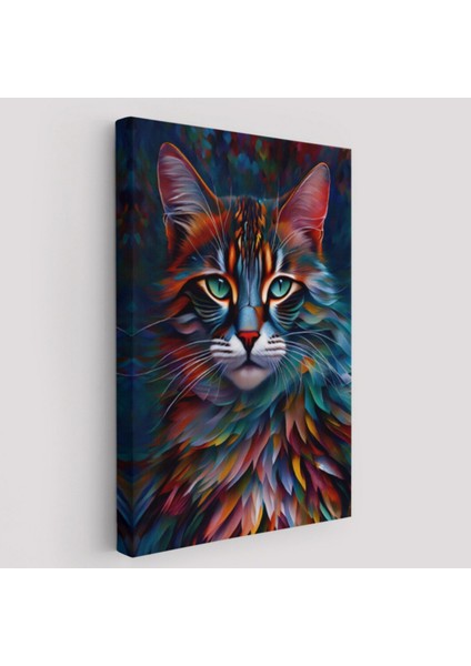 Karizmatik Kedi Hayvan Temalı Dekoratif Kanvas Tablo, Duvar Dekoru 6225