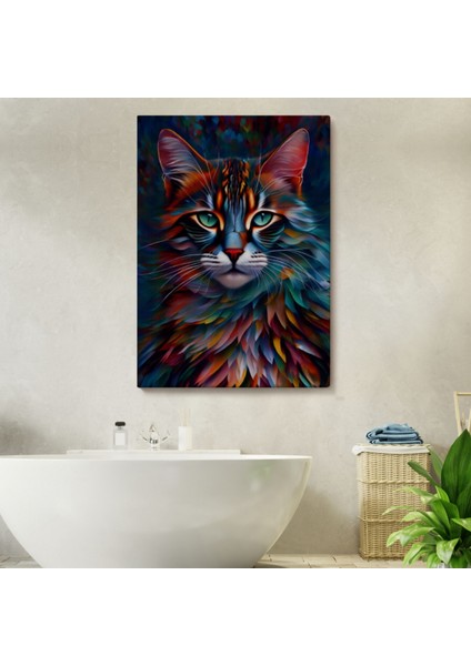 Karizmatik Kedi Hayvan Temalı Dekoratif Kanvas Tablo, Duvar Dekoru 6225 fiyatları