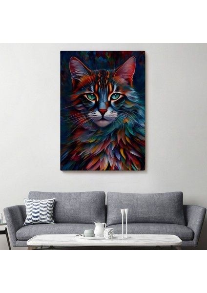 Karizmatik Kedi Hayvan Temalı Dekoratif Kanvas Tablo, Duvar Dekoru 6225 modelleri