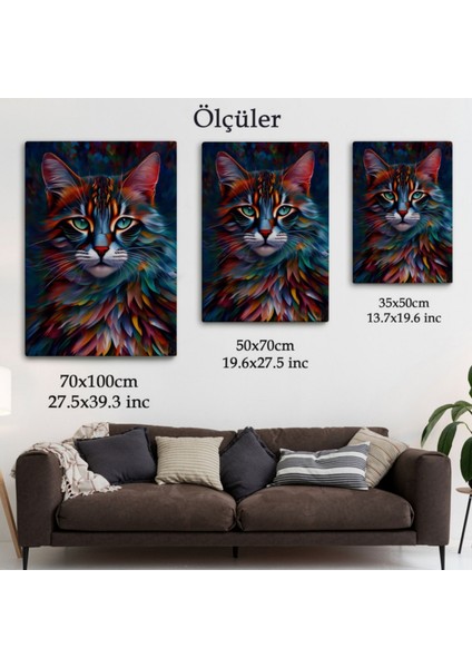 Karizmatik Kedi Hayvan Temalı Dekoratif Kanvas Tablo, Duvar Dekoru 6225 fırsatları