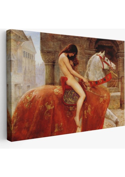 At Üstünde Çıplak Kadın Eseri Lady Godiva Dekoratif Kanvas Tablo, Duvar Dekoru 6583