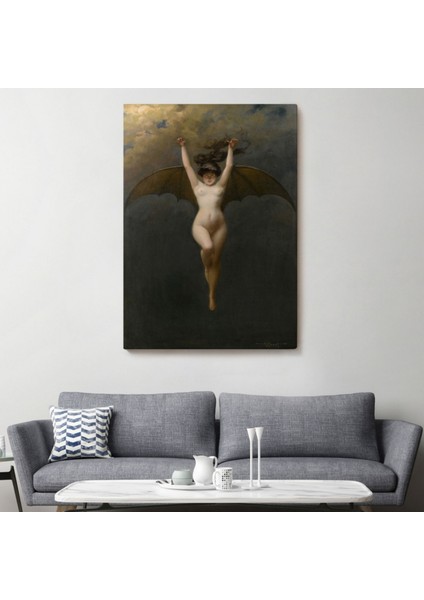 Yarasa Kadın Eseri Joseph Pénot Dekoratif Kanvas Tablo, Duvar Dekoru 6171 modelleri