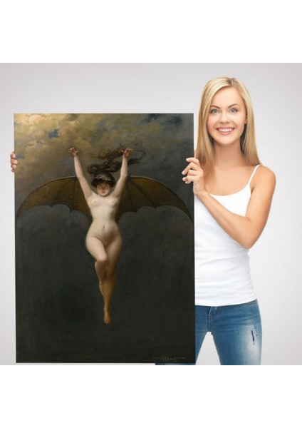 Yarasa Kadın Eseri Joseph Pénot Dekoratif Kanvas Tablo, Duvar Dekoru 6171