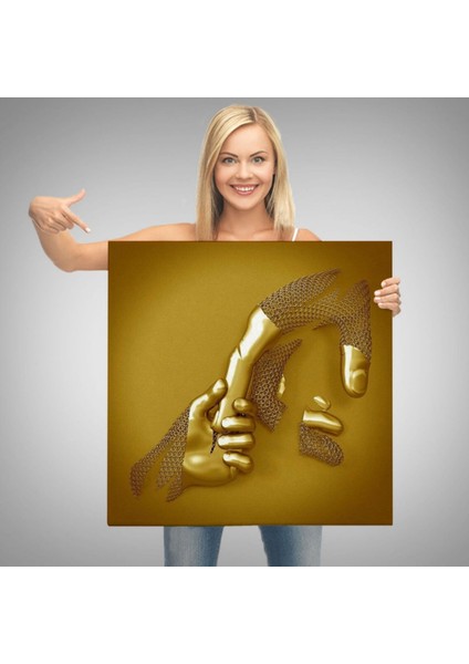 Aşk Sanatı Romantik Beden Altın Insan Gold Efekt Dekoratif Kanvas Tablo, Duvar Dekoru 5365
