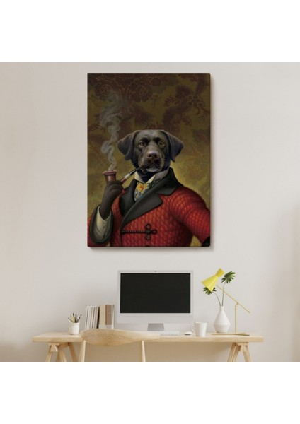 Köpek ve Piposu Dekoratif Kanvas Tablo, Duvar Dekoru 6032 modelleri