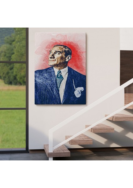 Mustafa Kemal Atatürk Portre Yağlıboya Görünüm Dekoratif Kanvas Tablo, Duvar Dekoru DD81 indirimleri