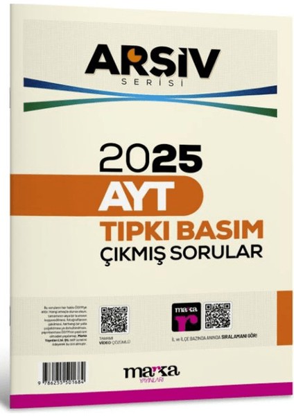 2025 Ayt Arşiv Serisi Tıpkı Basım Çıkmış Sorular