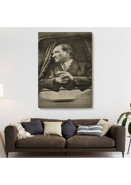 Mustafa Kemal Atatürk Portresi Karakalem Dekoratif Kanvas Tablo, Duvar Dekoru DE82 fiyatları